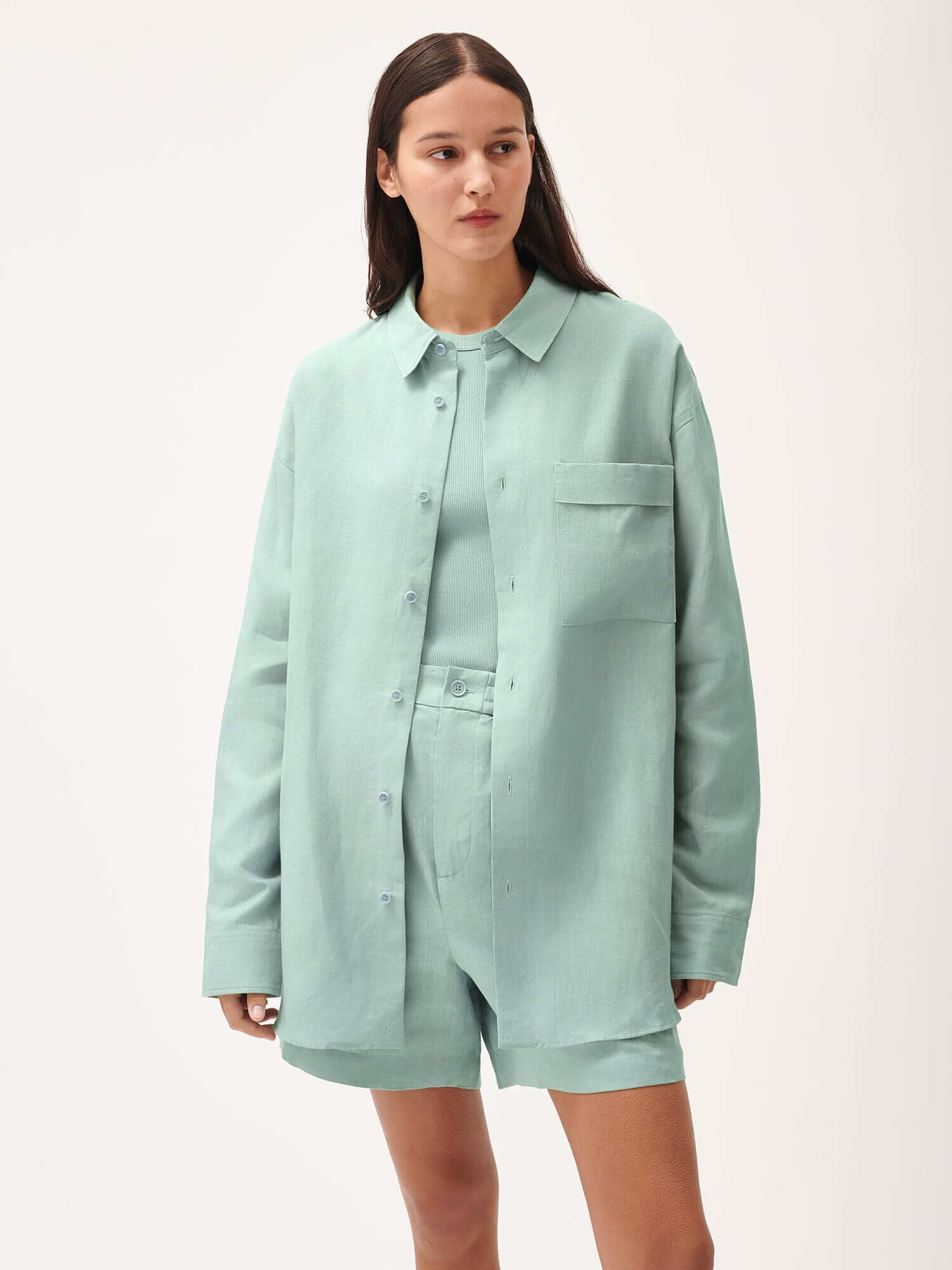 Linen Collared Long Sleeve Shirt